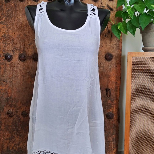 Boho white crochet top/dress like new, summer tunic