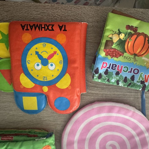 Baby toys set with soft books and rattles