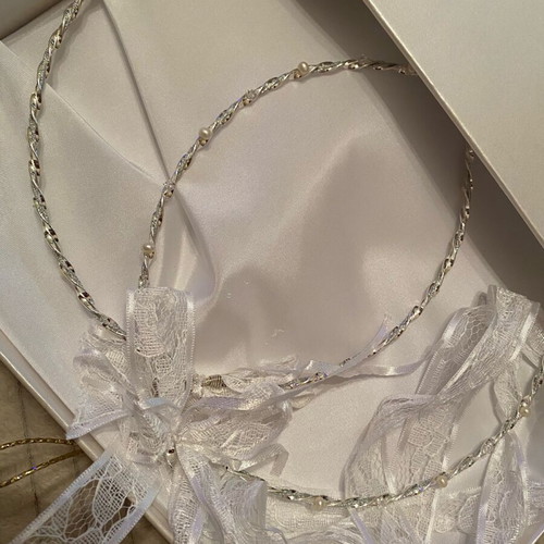 Wedding crowns new silver with pearl and clear rhinestones