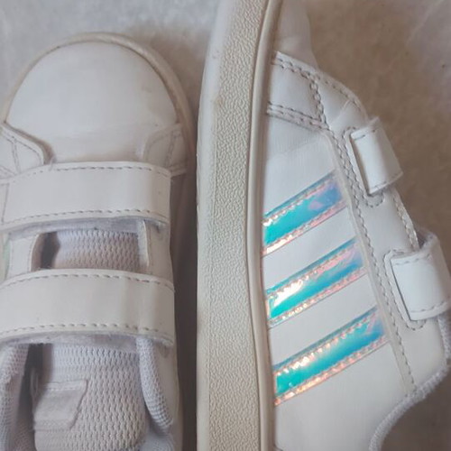Adidas girls leather shoes size 24 used, white sports