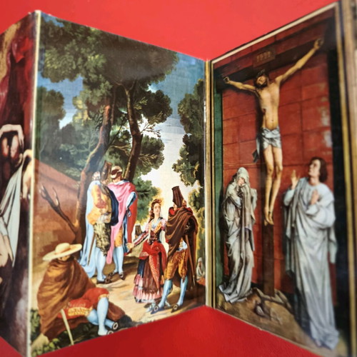 Spanish folding accordion card with religious theme like new