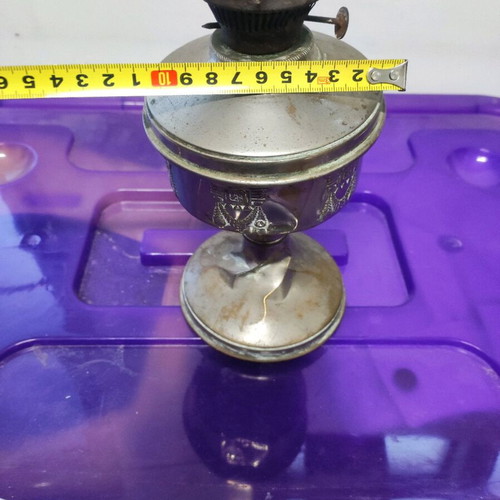 Vintage oil lamp used, metal without glass