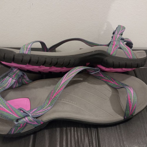 Teva Zirra women's hiking sandals, size 39, grey with pink and green details