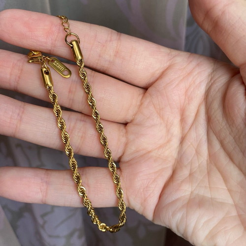 Steel gold bracelet new with extension chain