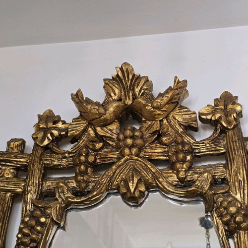 Large wooden mirror with carved gilded frame like new 85×55 cm