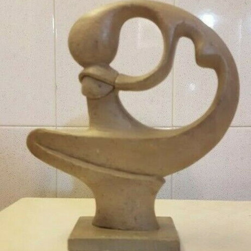 Modern art sculpture of a woman used, soapstone, handmade