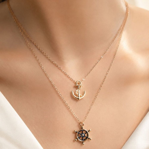 Golden Sailor Set handmade jewelry, blue and gold