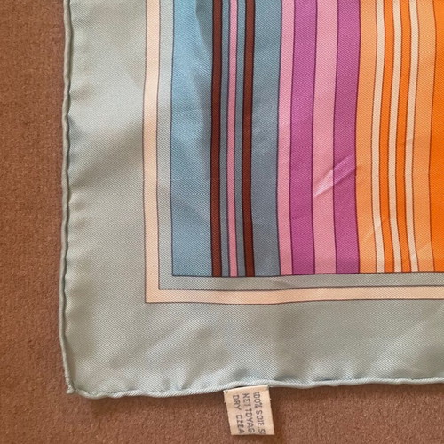 Christian Dior scarf used, vintage silk, purple and turquoise