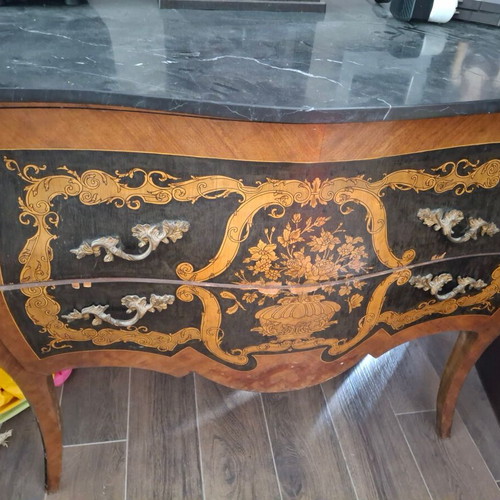 Dresser used with marble top and brass decorative details