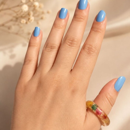 Handmade Resin Ring "Rainbow Garden" with Real Dried Flowers