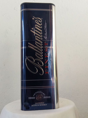 Ballantines vintage metal whiskey packaging box