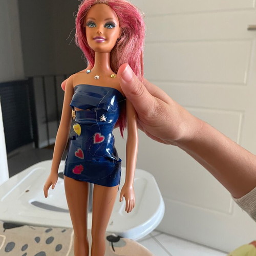Barbie with improvised dress used