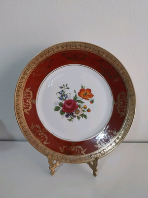 Rosenthal Classic Rose serving platter used with gold and cobalt decor