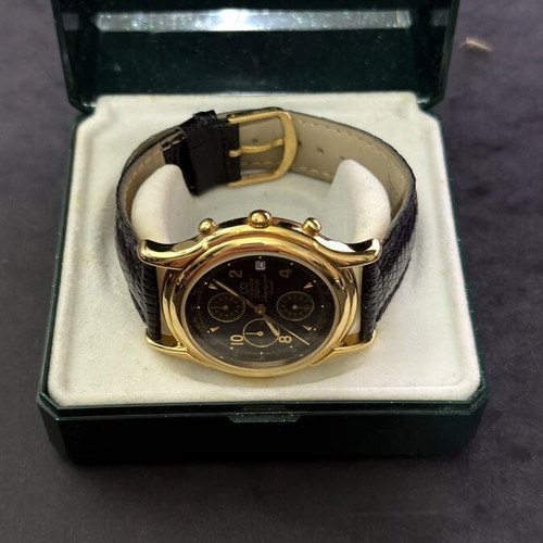 Claude Perrier Chronograph Gold Plated Watch vintage 1990, like new