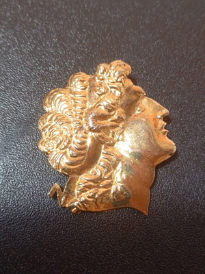 Vintage ασημένια καρφίτσα 925 με κεφαλή μεγάλου Αλεξάνδρου μεταχειρισμένη