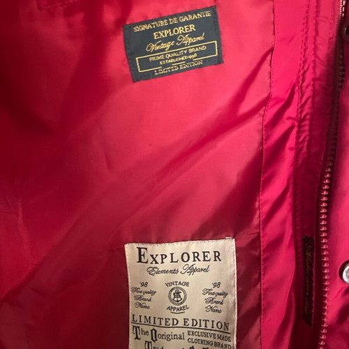 Puffer jacket new, sleeveless with grey hoodie, red, size large