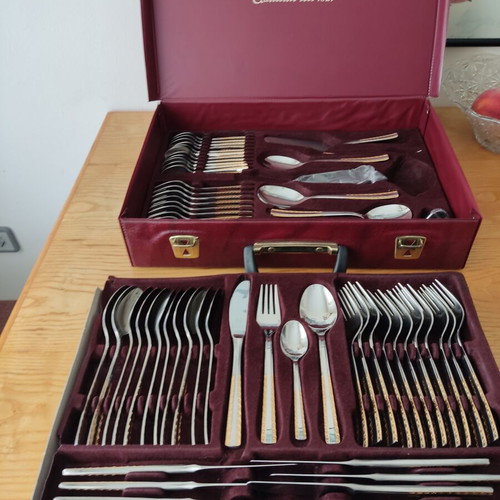 Solingen cutlery set 68 pieces stainless steel 18/10 gold details with luxury case