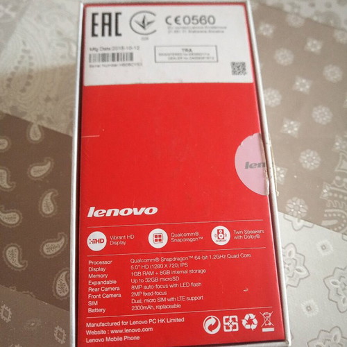Lenovo A6000 empty box used
