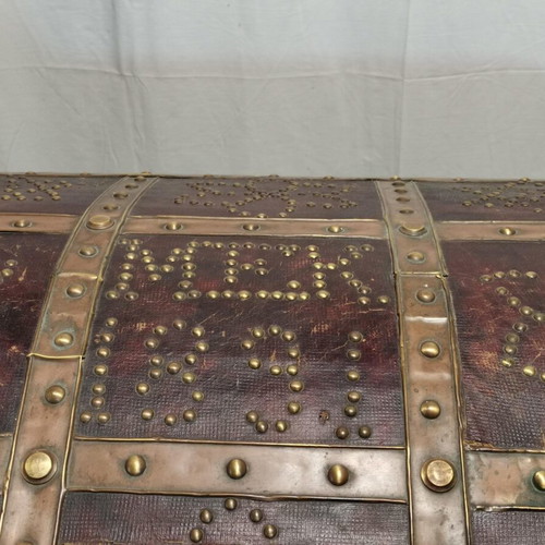 Chest with leather and bronze used, 1891 Smyrna era dowry