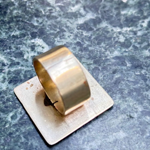 Large handmade square ring in two shades, size 5