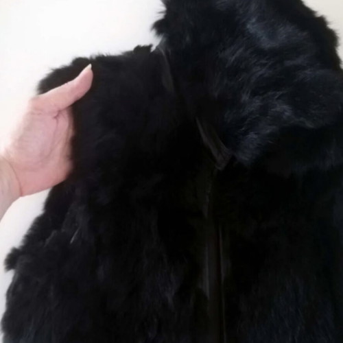 Lynne rabbit fur vest with leather details, size M, like new
