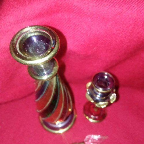 Egyptian handmade perfume bottles set of 2, like new, blown glass with gold details