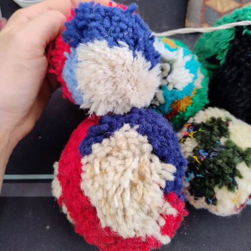 Set of handmade yarn balls used
