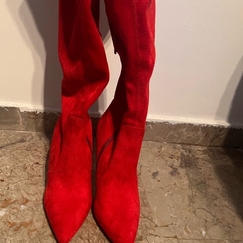 Sante red suede boots like new, 10 cm heel