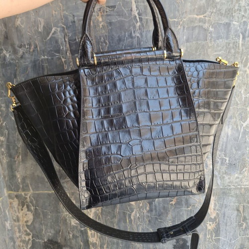 Max Mara Anita Embossed Leather Shoulder Bag like new, black