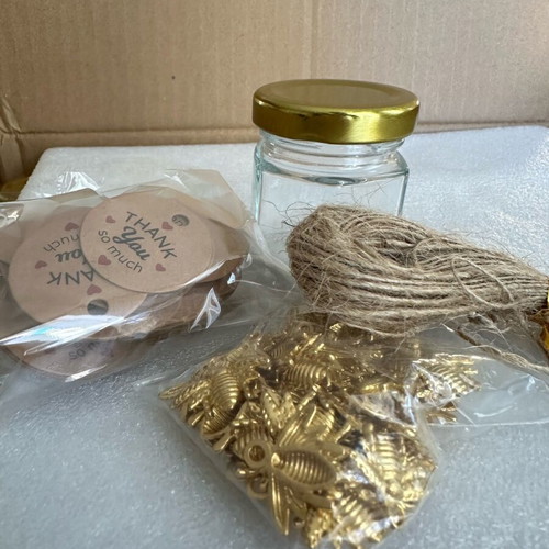 Mini glass honey jars 45 pcs 1.5oz new with gold lid