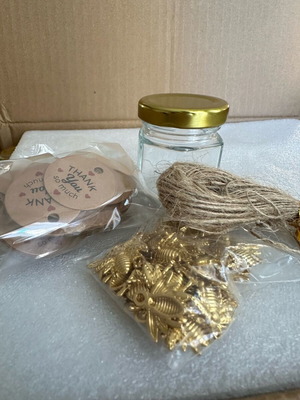 Mini glass honey jars 45 pcs 1.5oz new with gold lid