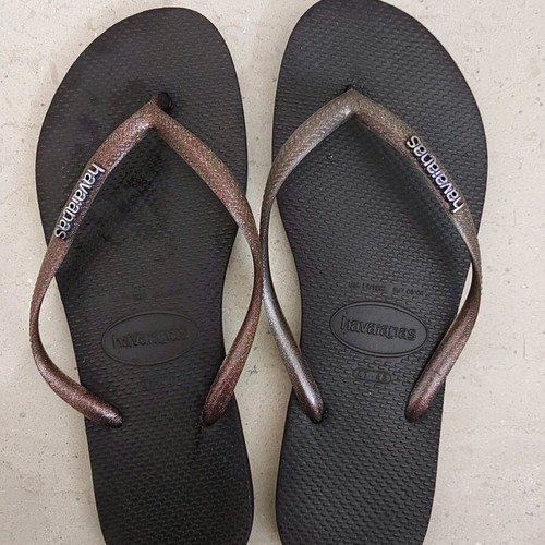 Havaianas Slim purple glitter flip flops like new size 41