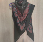 Large triangular scarf used, brown and red