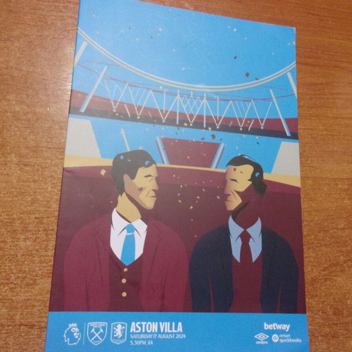 Official Programme West Ham vs Aston Villa 17/8/24 like new