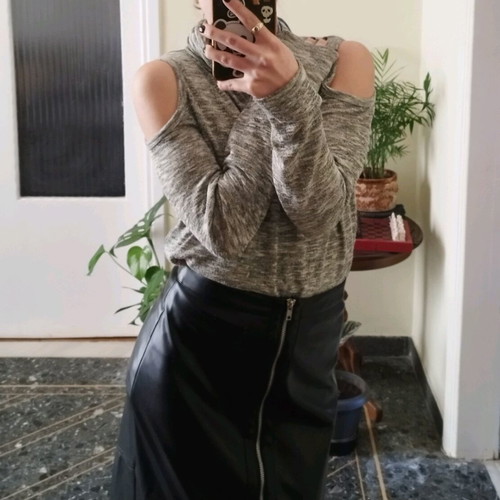 Bershka Grey Turtleneck With Cut-Out Shoulders Like New