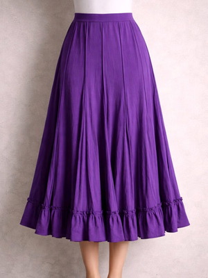 Φούστα midi μωβ σαν καινούργια με βολάν