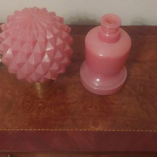 Vintage table lamp 1970 like new, double pink glass