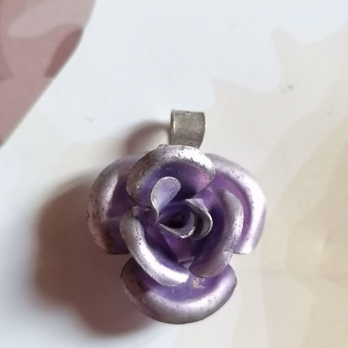 Silver 925 pendant purple rose new