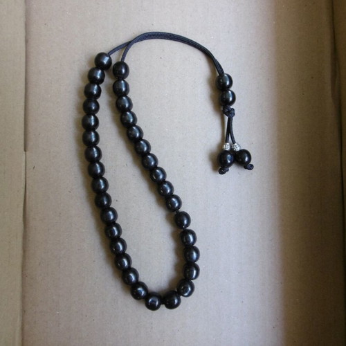 Handmade komboloi with black acrylic beads, new