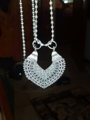 Oxidised pendant with intricate filigree designs, new