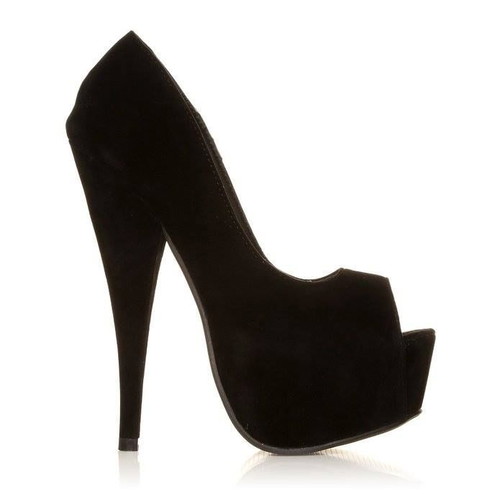 Follow Me Black Peep Toe Heels Size 38 New
