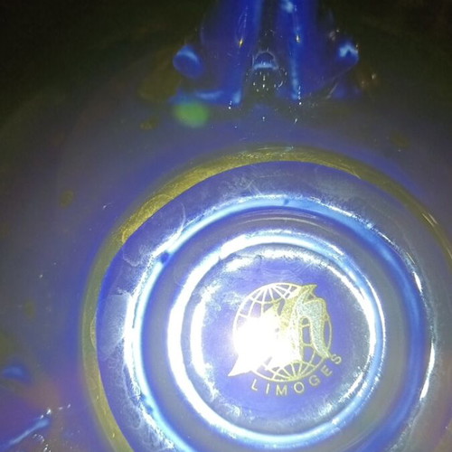 Limoge vase like new, cobalt blue porcelain with gold details