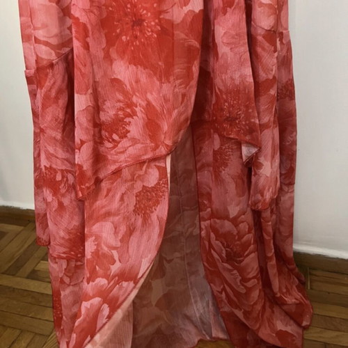 Skirt and top set with gold thread coral floral like new