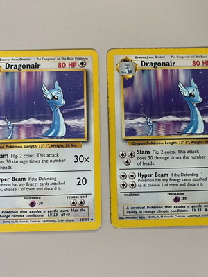 Dragonair cards 2 pieces used, 18/102 BS Normal Rare