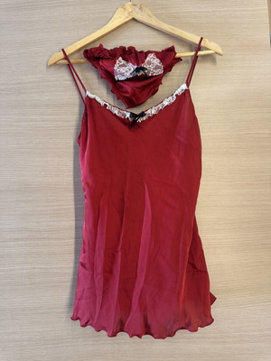 Intimissimi red satin lingerie set, camisole and brief, M