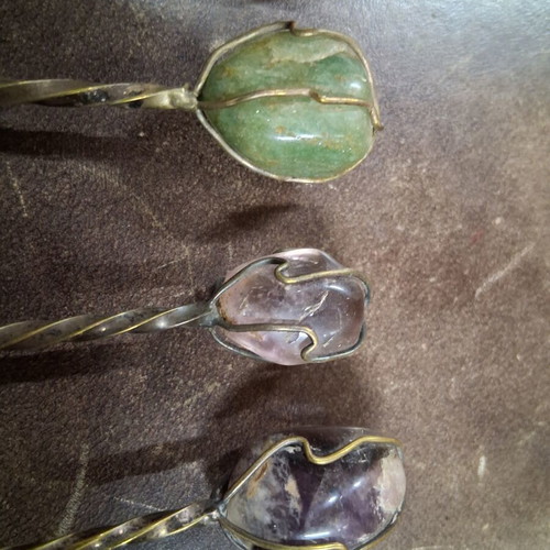 Teaspoons with semi-precious stones set of 6 used
