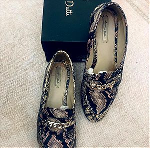 animal print leather loafers