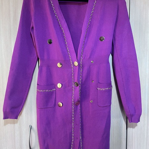 Andrei Volioti cardigan dress, fuchsia/magenta