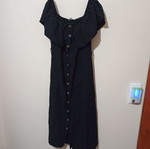 Dress like new black with buttons and ruffles on shoulders