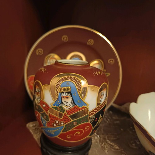 Japanese hand-painted porcelain set of 3 pieces